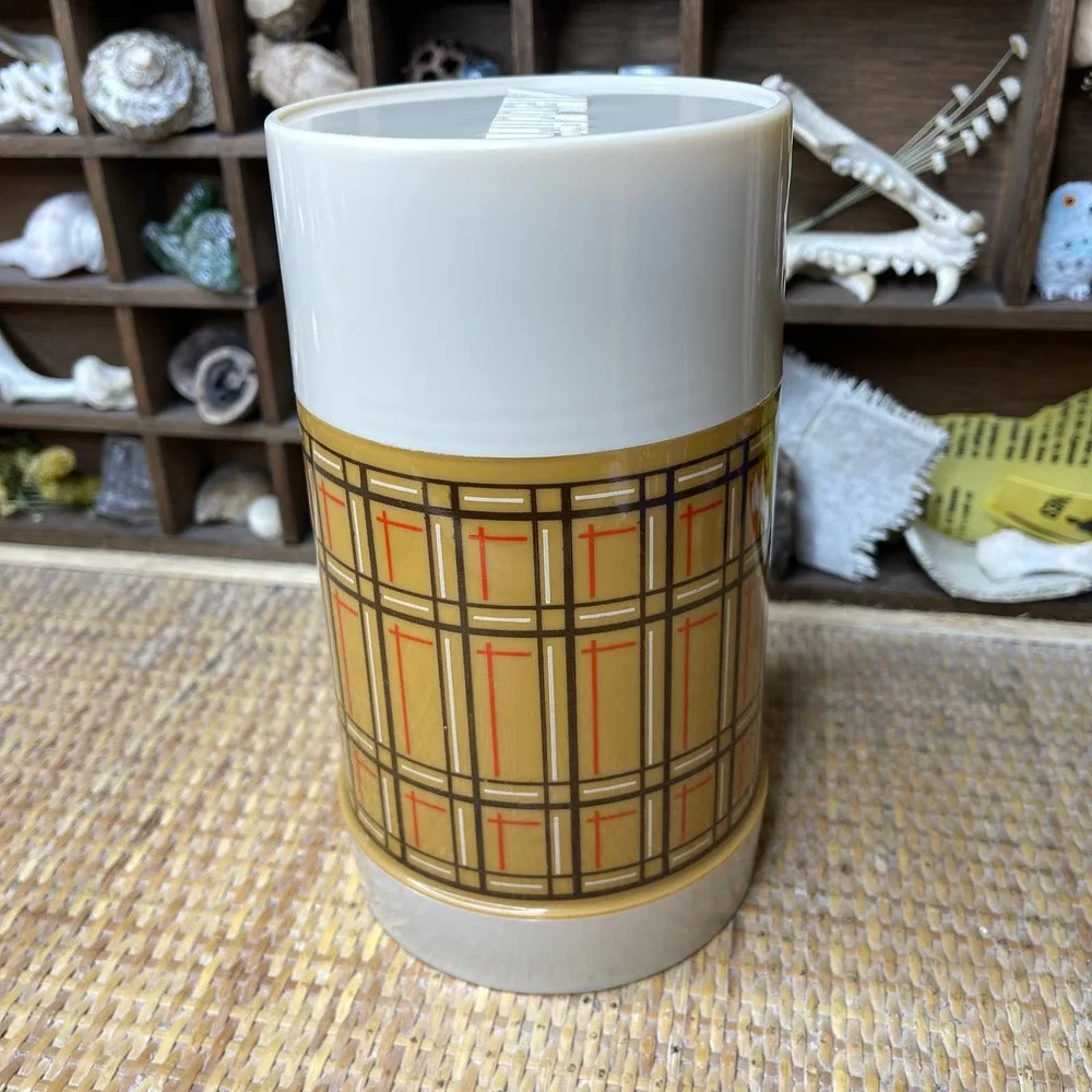 Vintage 80s Mustard Plaid Thermos Soup Beverages Double Walled by Aladdin - Picture 12 of 12